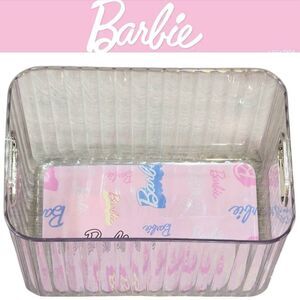 Barbie Logo Heart Ribbed Transparent Storage Bin w/Handles